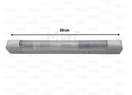 GreenLite Fluorescent Tube Light Fixture With Power Switch & Cover & Lamp Daylight T8 12V 10W 30cm | T8-10W | شاسي فلورسنت مع غطا و مفتاح و لمبة دايلايت