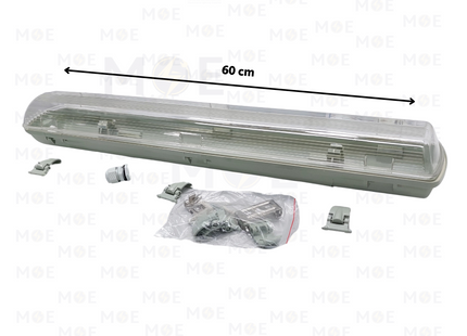 Luxten Fluorescent Tube WaterProof Light Fixture With Electronic Ballast IP65 2xT8 2x18W 60cm | 2x18W GS | شاسي مطرية فلورسنت مجوزة ترانس الكترون