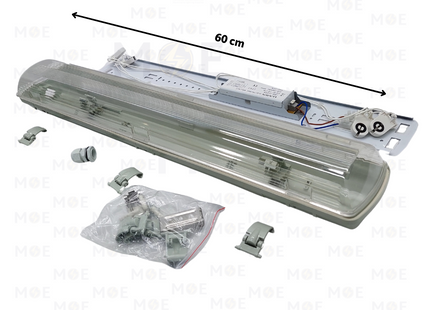 Luxten Fluorescent Tube WaterProof Light Fixture With Electronic Ballast IP65 2xT8 2x18W 60cm | 2x18W GS | شاسي مطرية فلورسنت مجوزة ترانس الكترون