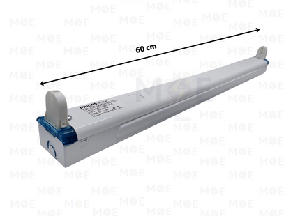 Philips Fluorescent Tube Light Fixture With Electronic Ballast White For 1xT8 18W 60cm | TMS012-1xTL-D18W EB-C | شاسي فلورسنت مفردة حديد ترانس الكترون ابيض