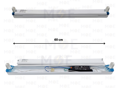 Philips Fluorescent Tube Light Fixture With Electronic Ballast White For 1xT8 18W 60cm | TMS012-1xTL-D18W EB-C | شاسي فلورسنت مفردة حديد ترانس الكترون ابيض