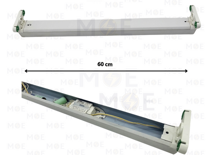 Cedelux Fluorescent Empty Tube Light Fixture With Ballast White 2xT8 2x36W 60cm | شاسي فلورسنت فارغة ترانس حديد مجوزة ابيض