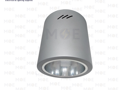 Cylinder Downlight / Spotlight Frame Surface Silver E27 19x20cm | سبوت فارغ ظاهر مدور شكل سيلندر فضي