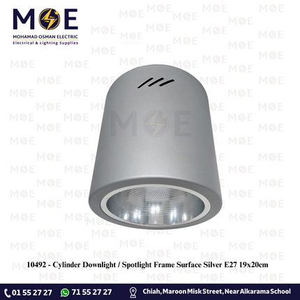 Cylinder Downlight / Spotlight Frame Surface Silver E27 19x20cm