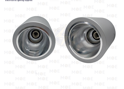 Cylinder Downlight / Spotlight Frame Surface Silver E27 19x20cm | سبوت فارغ ظاهر مدور شكل سيلندر فضي