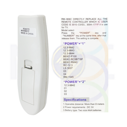 Huayu Universal TV Remote control For BEKO CRT TVs | RM-906C