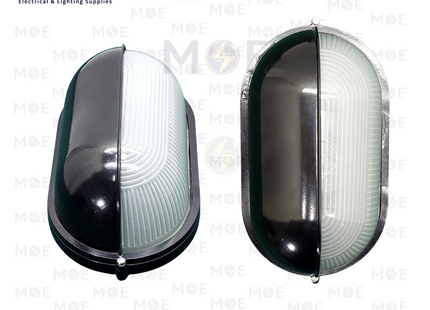 Waterproof Oval Bulkhead Lamp Wall Surface Light With Eyelid Large Size Black E27 | هيبلو حائط فارغ مطري بيضاوي نصفي اسود حجم كبير