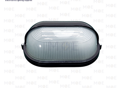 Waterproof Oval Bulkhead Lamp Wall Surface Light With Eyelid Large Size Black E27 | هيبلو حائط فارغ مطري بيضاوي نصفي اسود حجم كبير