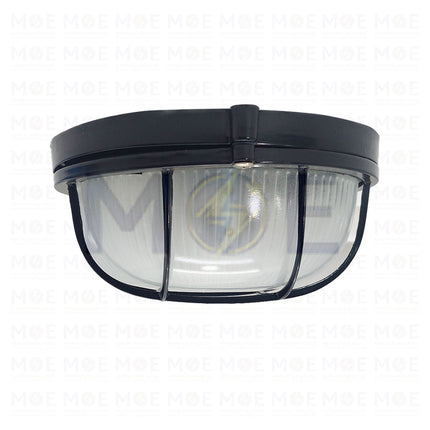 Round Bulkhead Lamp Ceiling Surface Light With Grid Small Black E27  BL12 - هيبلو سقف فارغ مدور مع شبك اسود حجم صغير (1)