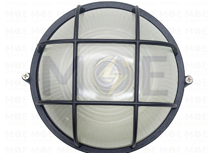 Round Bulkhead Lamp Ceiling Surface Light With Grid Small Black E27  BL12 - هيبلو سقف فارغ مدور مع شبك اسود حجم صغير (1)