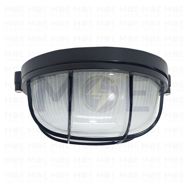 Round Bulkhead Lamp Ceiling Surface Light With Grid Small Black E27  FL8008(S) -  هيبلو سقف فارغ مدور مع شبك اسود حجم صغير 
