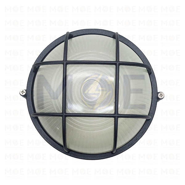 Round Bulkhead Lamp Ceiling Surface Light With Grid Small Black E27  FL8008(S) -  هيبلو سقف فارغ مدور مع شبك اسود حجم صغير 