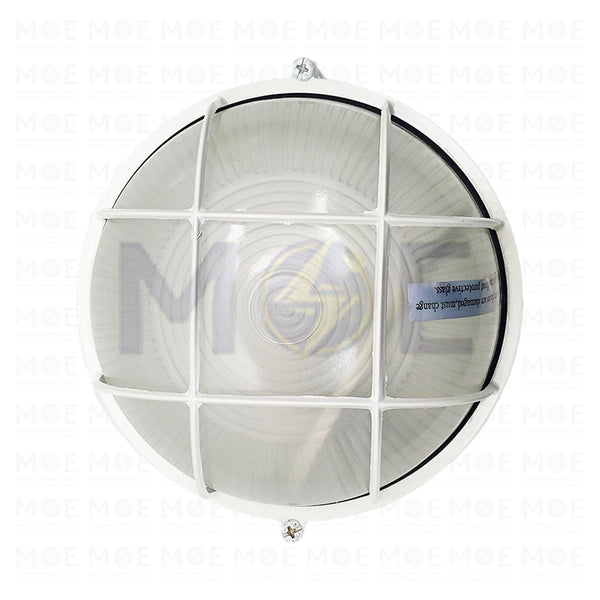 Round Bulkhead Lamp Ceiling Surface Light With Grid Small Size White E27  8008(S) - هيبلو سقف فارغ مدور مع شبك ابيض حجم صغير