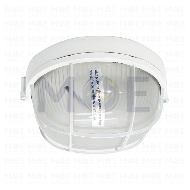 Round Bulkhead Lamp Ceiling Surface Light With Grid Small Size White E27  8008(S) - هيبلو سقف فارغ مدور مع شبك ابيض حجم صغير