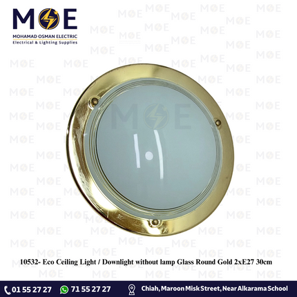 Eco Ceiling Light / Downlight without lamp Glass Round Gold 2xE27 30cm