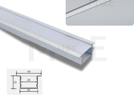 Recessed LED Aluminum Profile Silver 30x20mm 3mt | JH3020A | بروفايل ليد المنيوم مخفي