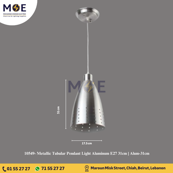 Metallic Tubular Pendant Light Aluminum E27 31cm | Alum-31cm