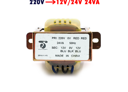 Heavy iron Classic Type Step Down Transformer/Converter AC/AC 220V to 12V/24V 24VA 1-2A