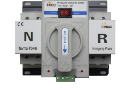 Kinee Change Over Switch / Dual Power Automatic Transfer Switch ATS 2P 63A | KN-63 KNS1-63/2P 63A | هاوس يدوي و اوتوماتيك مجوز