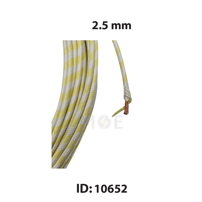 High Temperature Fiberglass Wire Yellow / White 500V 2.5mm