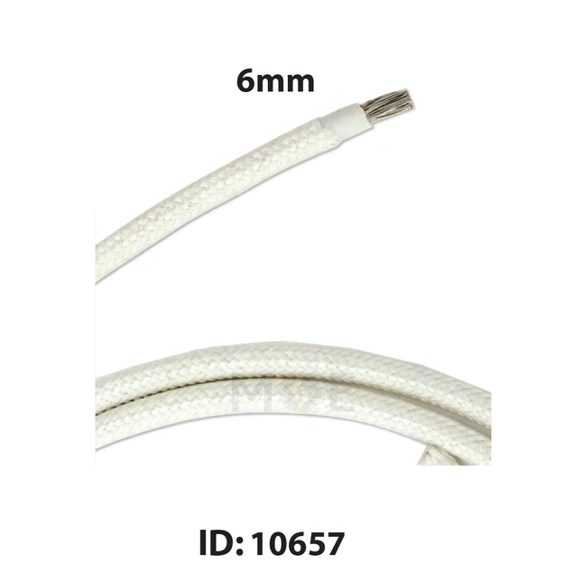 High Temperature Fiberglass Wire White 500V 6mm