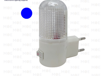 Plug-in Night Light LED With Power Switch Transparent Blue | 304-BL 547 | نواصة بفيش ليد مع مفتاح شفاف ازرق