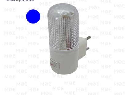 Plug-in Night Light LED With Power Switch Transparent Blue | 304-BL 547 | نواصة بفيش ليد مع مفتاح شفاف ازرق