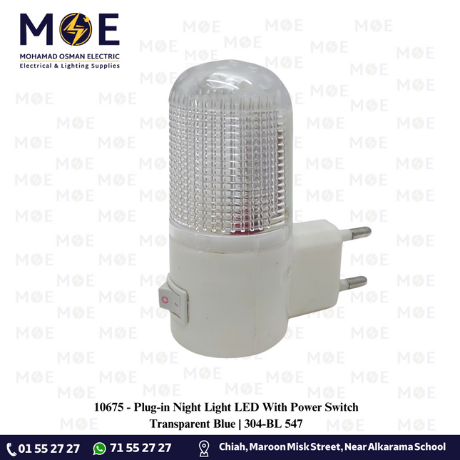 Plug-in Night Light LED With Power Switch Transparent Blue | 304-BL 547