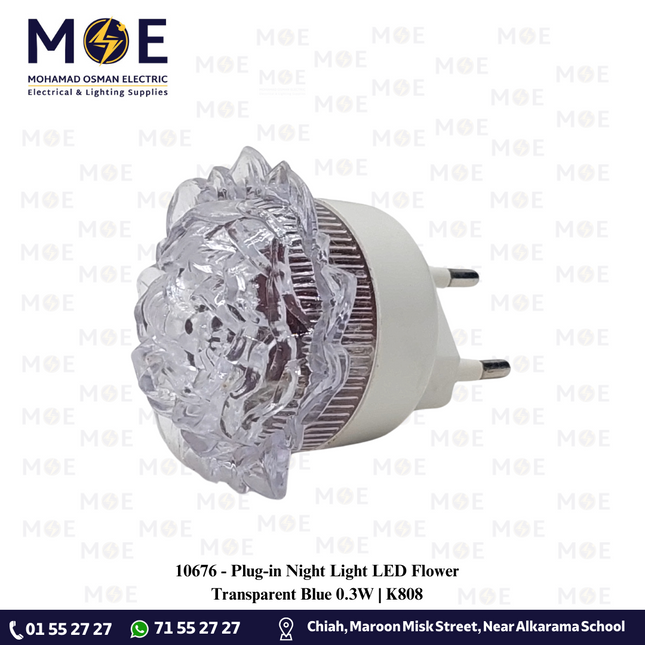 Plug-in Night Light LED Flower Transparent Blue 0.3W | K808