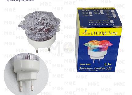 Plug-in Night Light LED Flower Transparent Blue 0.3W | K808 | نواصة بفيش ليد شكل وردة شفاف ازرق