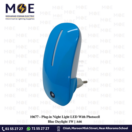 Plug-in Night Light LED With Photocell Blue Daylight 1W | A66