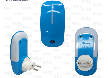 Plug-in Night Light LED With Photocell Blue Daylight 1W | A66 | نواصة بفيش ليد مع حساس ضوء ازرق دايلايت