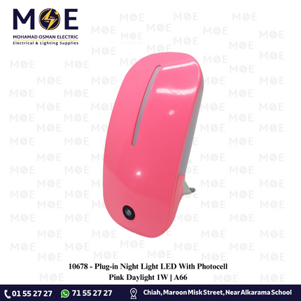 Plug-in Night Light LED With Photocell Pink Daylight 1W | A66