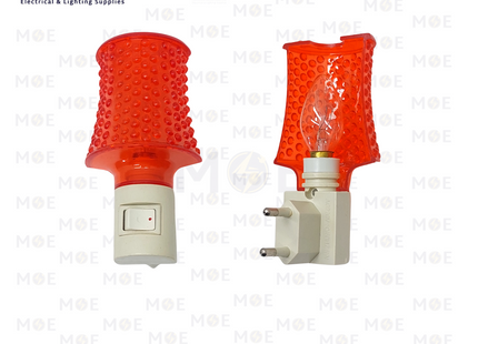 Plug-in Night Light Lantern With Power Switch Red Warmwhite E12 5W | نواصة بفيش مع مفتاح شكل قنديل احمر ورم وايت