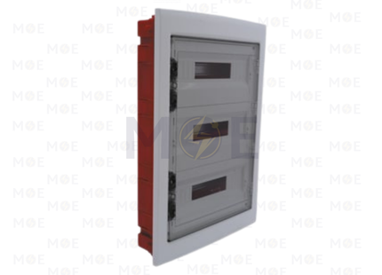 Cetinkaya IP40 Flush Mount Distribution Board Smoked Door 440x654x95mm 3Rx18module 54module | CP 10954 | تابلو بلاستيك مخفي غطا مفيم