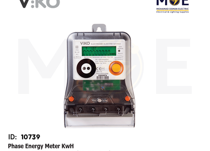 Viko Single-Phase Energy Meter KwH 220V AC 50/60Hz 5A-80A (19x12x5cm) | VEM-M580DB0 | عداد كيلو وات