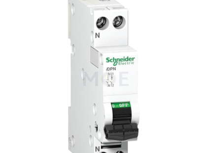 Schneider MCB IC40 6kA C 1P+N 16A DPN | A9P54616 | دجنتور مجوز بقطبين وحيادي - قاطع كهربائي ثنائي القطب مع حيادي