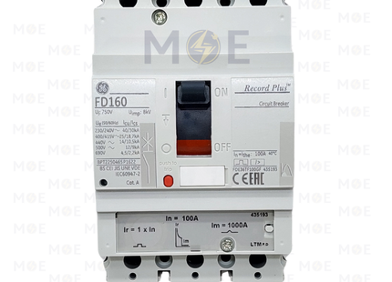 General Electric adjustable type MCCB FD-100 25kA 3P 100A | FDE36TF100GF | دجنتور صناعي ثلاثة فاز
