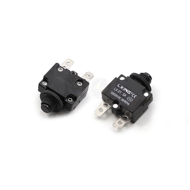 Thermal Overload Circuit Breaker Push Button Reset 6.3mm 125V/250V AC 5A | HW-15MB / HS-R01 فيوز ترميك