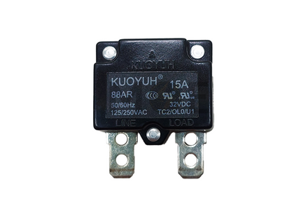 Kuoyuh Thermal Overload Circuit Breaker Automatic Reset 6.3mm 32V DC 125V/250V AC 15A | 88AR فيوز ترميك