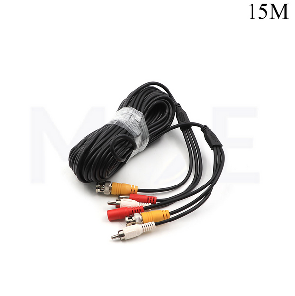 CCTV Camera Cable Extension 1x RCA M-M 1x BNC M-M 1x DC 5.5x2.5mm M-F 15mt كابل كاميرا جاهز