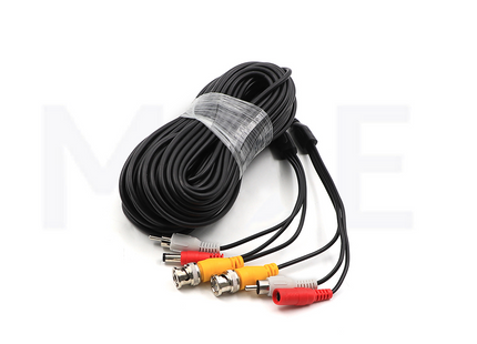 CCTV Camera Cable Extension 1x RCA M-M 1x BNC M-M 1x DC 5.5x2.5mm M-F 20mt كابل كاميرا جاهز