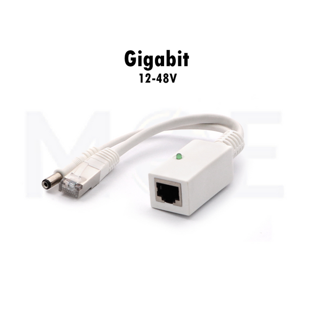 Gigabit POE Power Adapter Injector & Splitter DC Male 12-48V 10/100/1000M