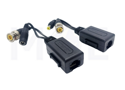 CCTV HD Passive Video Balun Connector transmitter  Receiver BNC & DC M-F To RJ45 To BNC Connector 8MP Cat5 بالون كاميرا 