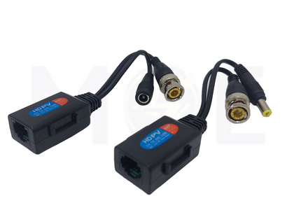 CCTV HD Passive Video Balun Connector transmitter  Receiver BNC & DC M-F To RJ45 To BNC Connector 8MP Cat5 بالون كاميرا 