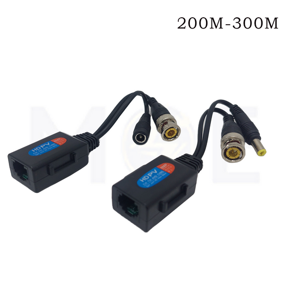 CCTV HD Passive Video Balun Connector transmitter  Receiver BNC & DC M-F To RJ45 To BNC Connector 8MP Cat5 بالون كاميرا 