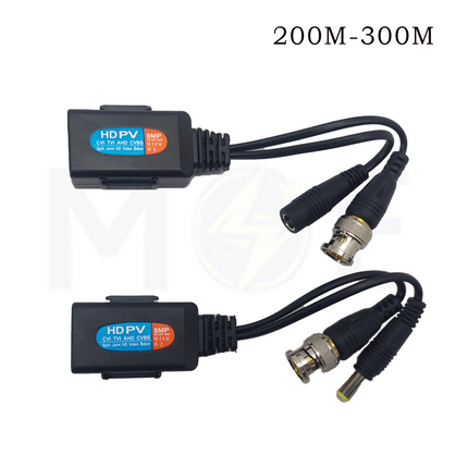 CCTV HD Passive Video Balun Connector transmitter  Receiver BNC & DC M-F To RJ45 To BNC Connector 8MP Cat5 بالون كاميرا 