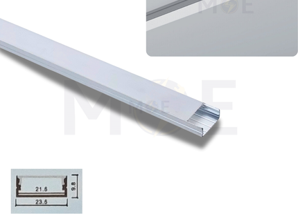 Surface LED Aluminum Profile Silver 23.5x9.8mm 3mt | JH011 | بروفايل ليد المنيوم ظاهر