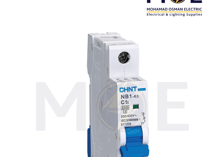 Chint MCB NB1-63 6kA 1P C 1A | 131053-180283 | دجنتور كهرباء مفرد - قاطع كهربائي