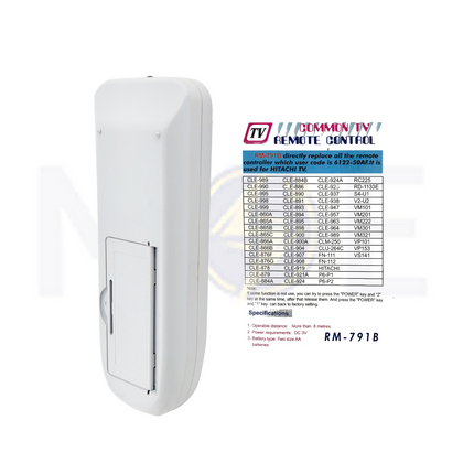 Huayu Universal TV Remote control For Hitachi CRT TVs | RM-791B (similar to RM-300B)